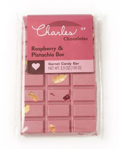 Raspberry and Pistachio Bar - Charles Chocolates